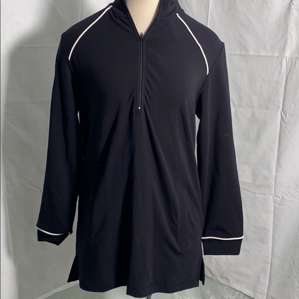 Terry Lewis classic luxuries black quarter zip jacket tennis size S NEW